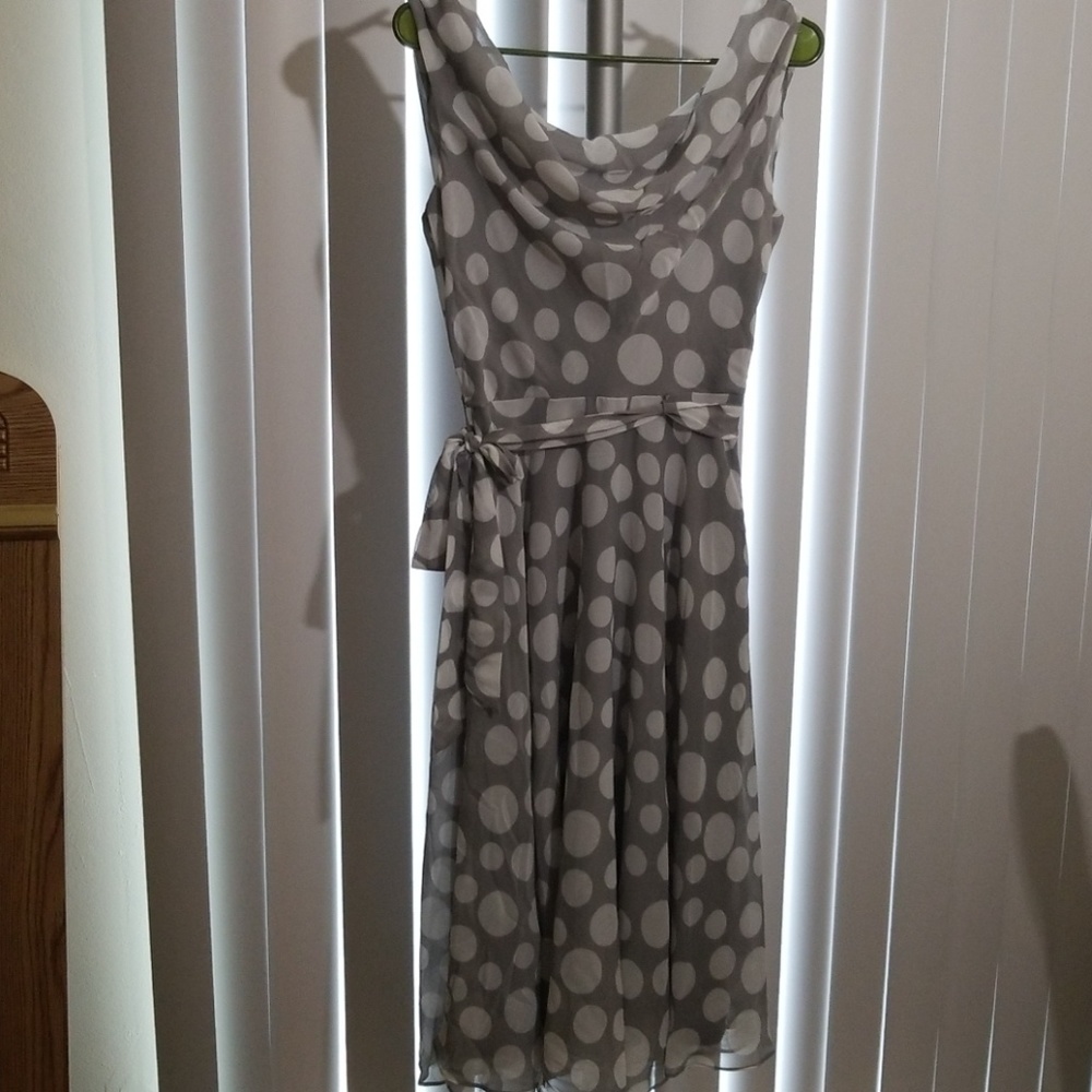 Grey polka dotted dress
